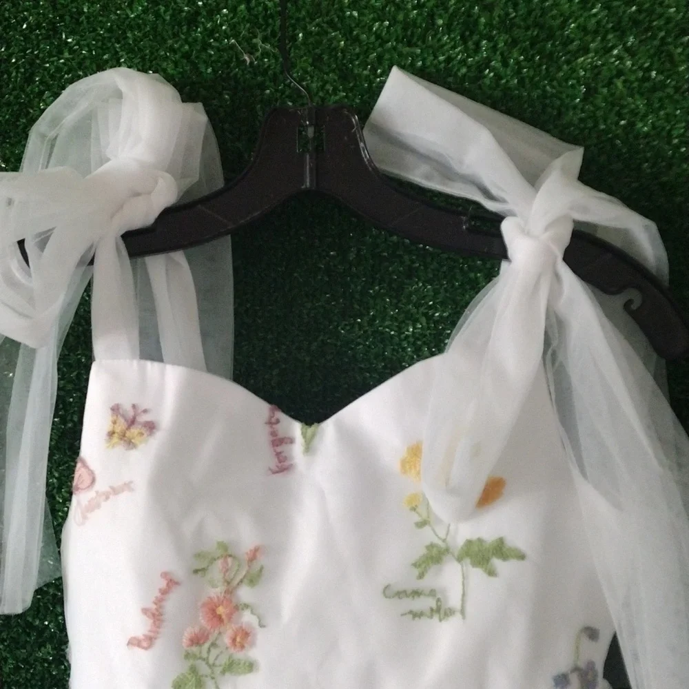 Floral White Kids Wedding Easter Dress